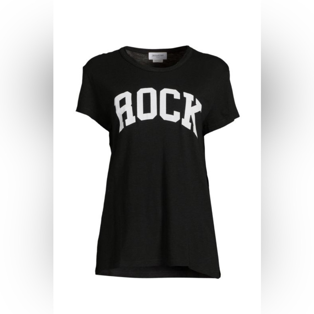 Zadig & Voltaire Black Tee with White 'Rock' Print NWT-Large